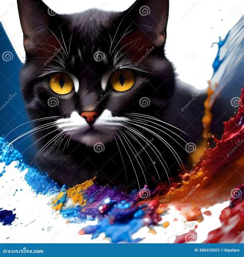 Artistic Black Cat Face: Paint Splashed in Creative Display Stock ...