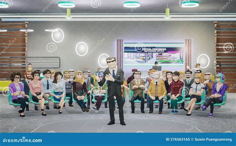 Metaverse Avatars of People Seminar Online in Virtual Worlds, 3d Render Stock Illustration ...