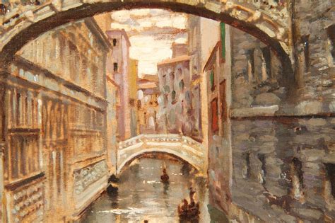 Fausto Giusto Italian 1867 1941 Venetian Canal Antique Painting C