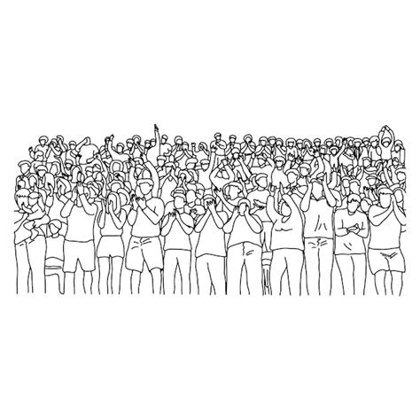 Premium Vector Outline Crowd People On Stadium Vector Illustration