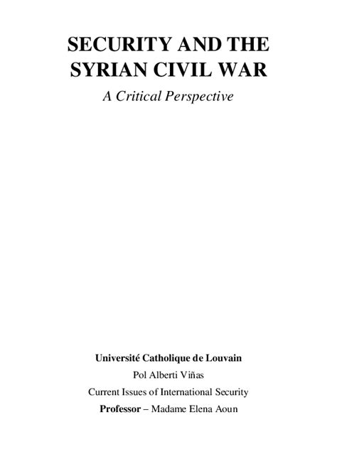 Pdf Security And The Syrian Civil War A Critical Perspective