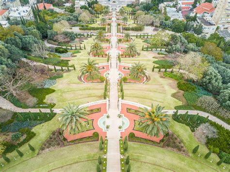 Aerial View Of Bahai Holy Gardens In Haifa Israel Stock Image F039