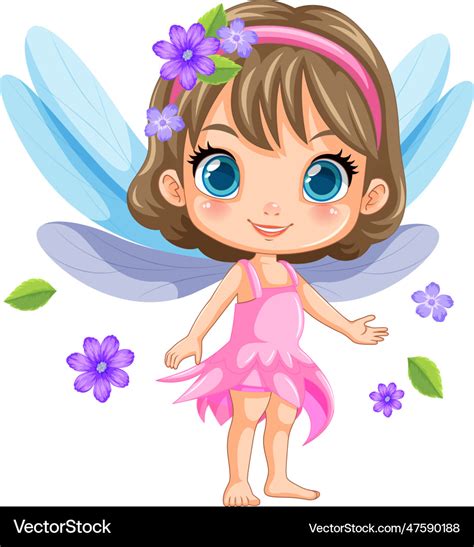 Cute Fantasy Fairy Cartoon Character Royalty Free Vector