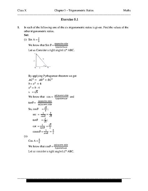 Chapter 5 Trigonometric Ratios Exercise 5 In Each Of The Following