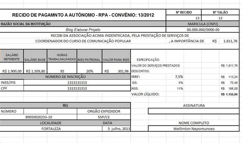 Modelo de RPA Recibo de Pagamento Autônomo como fazer dicas