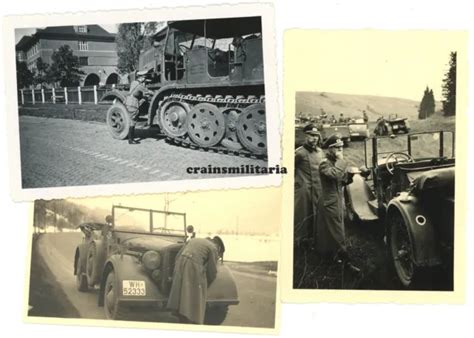 3X ORIG FOTO Offizier AR 5 m Halbkette SdKfz Kübelwagen Einheits Pkw