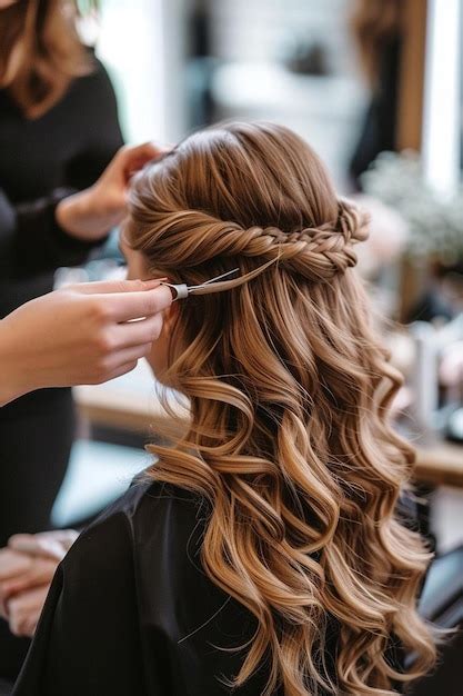 Premium Photo A Woman Getting Her Hair Done In A Salon