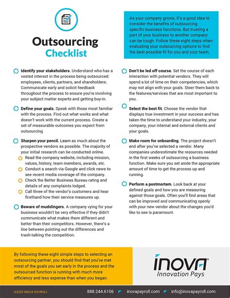 Outsourcing Checklist Download Inova Payroll