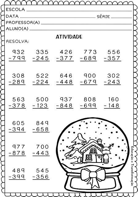 Natal adição subtração e multiplicação Atividades natalinas de