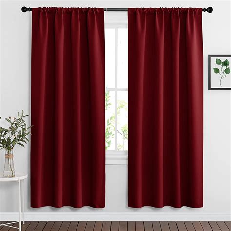 Red Curtains Blackout Window Covering Light Blocking UV Protection