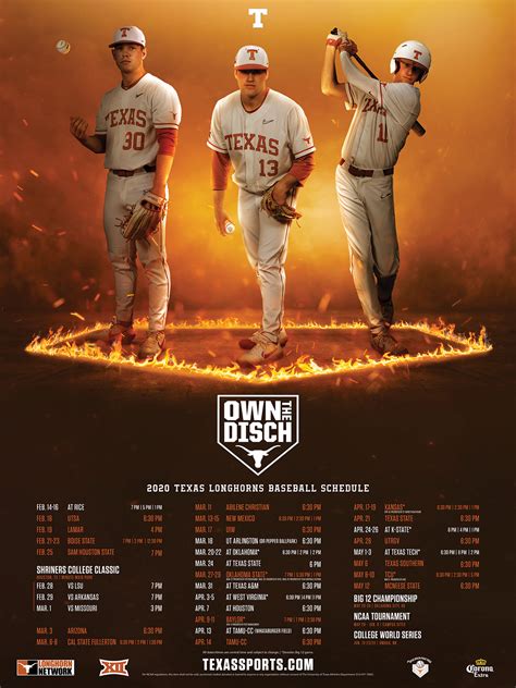 2020 Texas Baseball Schedule Poster on Behance