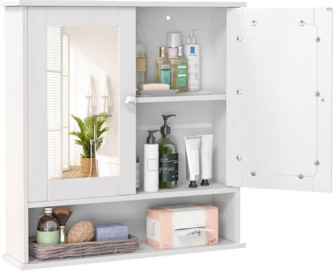 RELAX4LIFE Bathroom Mirror Cabinet Wall Mounted Display Organizer Unit