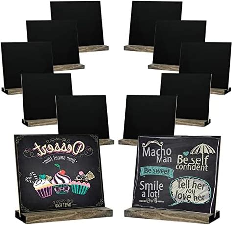 Zhithink 12 Pack Small Chalkboard Signs With Stand 5 X 6 Inch Wooden