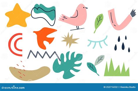 Modern Trendy Doodle and Abstract Nature Icons Vector Illustration ...