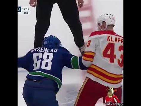 NHL Fight From Canucks Vs Flames Preseason Game Vincent Arseneau