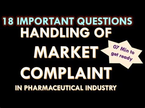 Market Complaint In Pharmaceutical Industry L Handling Of Market