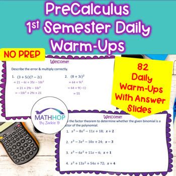 Precalculus Semester Warm Ups Bell Work Bell Ringers Tpt