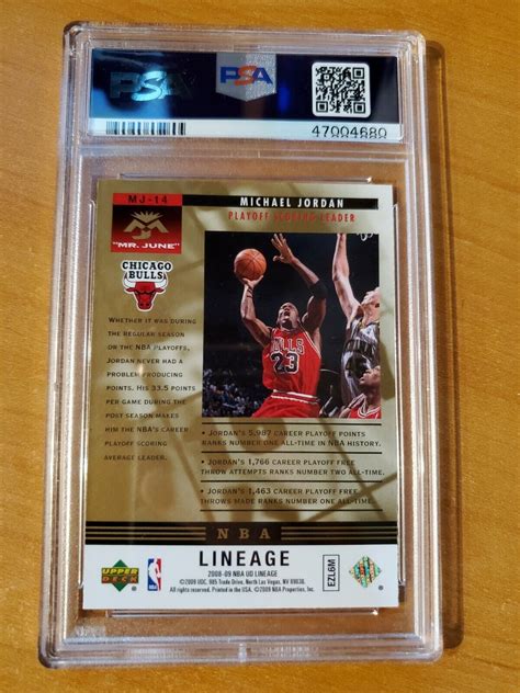 2008 Upper Deck Lineage Mr June Michael Jordan Card MJ 14 PSA 8 5 NM