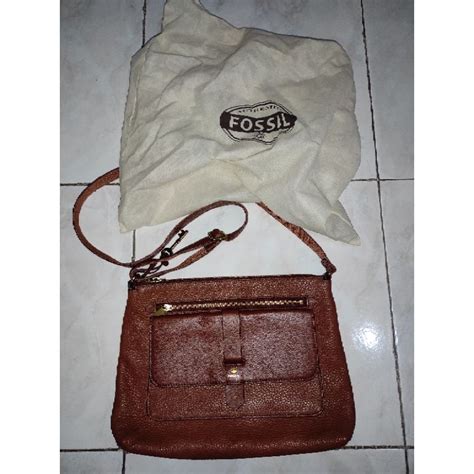 Jual Tas Fossil Preloved Wanita Kinley Crossbody Leather Brown Bag Ori