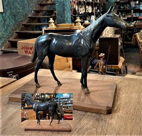 Caballo En Bronce Macizo Sobre Base De Madera Gran Tamaño MercadoLibre