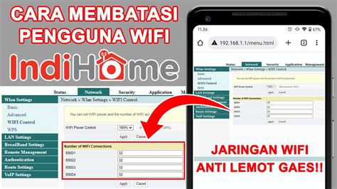 Cara Batasi Pengguna Wifi Indihome Lewat Hp Wifi Anti Lemot Youtube