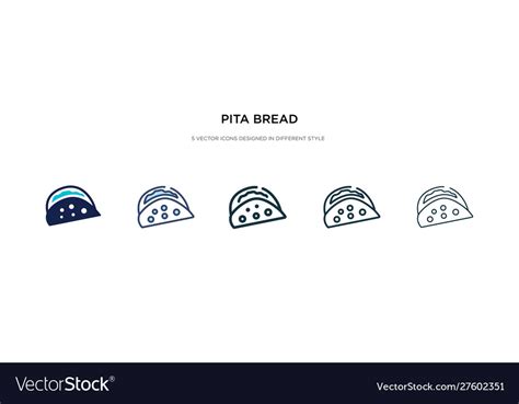 Pita bread icon in different style two colored Vector Image