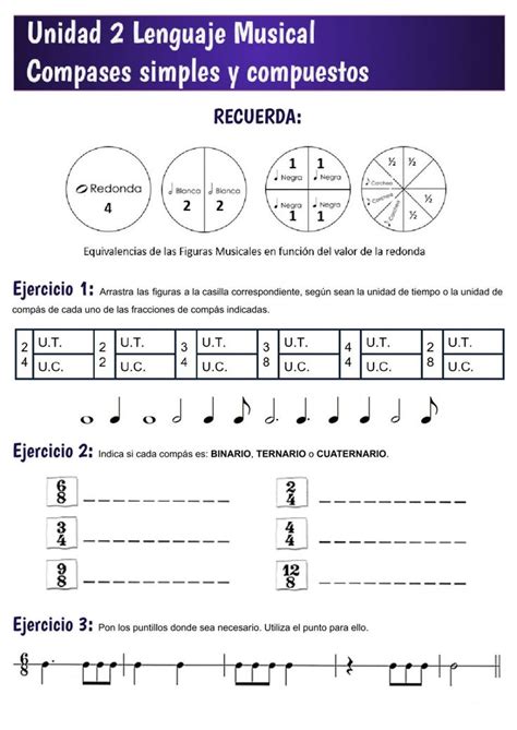 Unidad 2 Los Compases Simples Y Compuestos Worksheet Lenguaje Notas