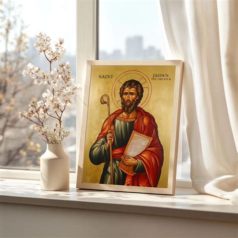 saint james  greater icon catholic apostle print christian
