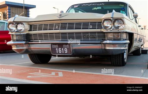 Dubai, UAE - 02.04.2022 - Vintage classic car on display during motor ...