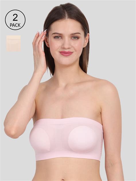 Buy Amour Secret Women S Pink Nude Pack Of 2 Non Padded Tube Bandeau Bra Bra For Women