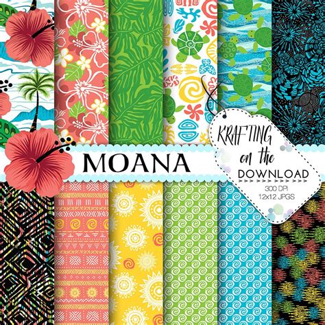 Moana Digital Paper Moana Paper Pack Moana Digital Papers Etsy Canada