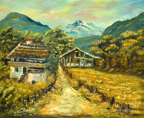 Old mountn village Painting by Cvetko Ivanov - Fine Art America