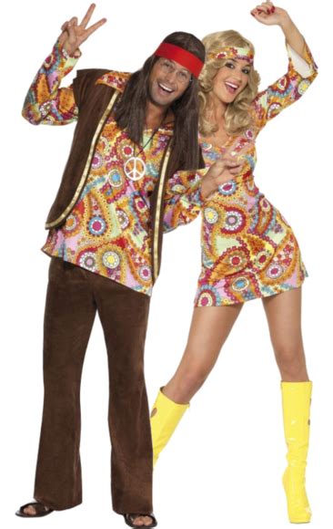 Adult 60s Hippie Couple Combination Jokers Masquerade Couples Fancy