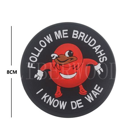 Ugandan Knuckles Patch Follow Me I Know De Wae Hook Loop Patch Black