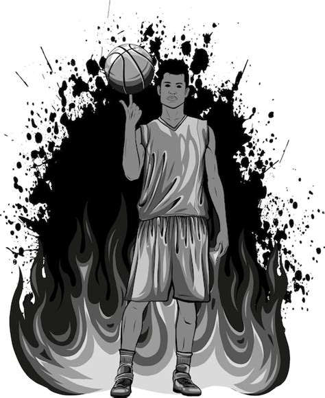 Premium Photo | Illustration of Basketball player with flames