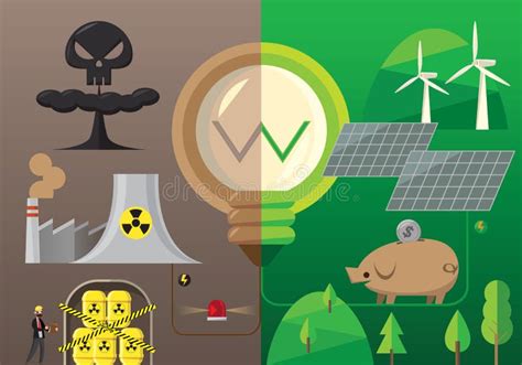 Infographic of Nuclear Energy Compares with Green Energy Stock Vector - Illustration of friendly ...