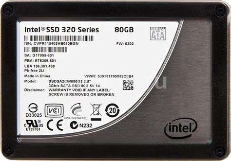 Характеристики SSD накопитель Intel 320 Series SSDSA2CW080G310 80ГБ, 2. ...