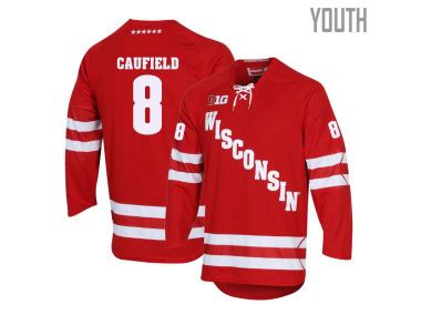 Men's Cole Caufield Red Wisconsin Badgers Hockey Jersey - #8