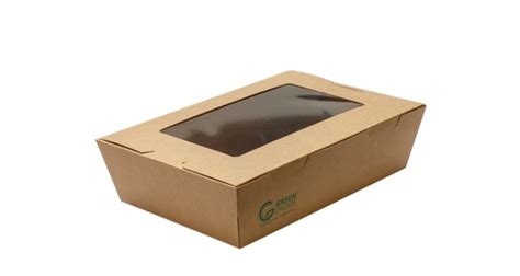 Take Away Box With Window Kraft Pla Medium Green Choice