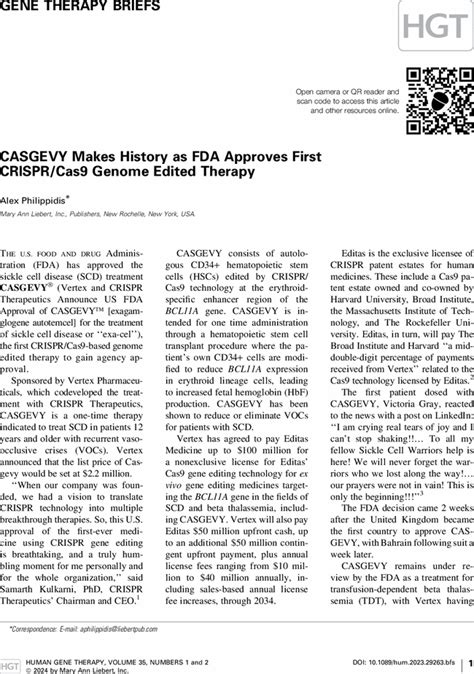 Casgevy Makes History As Fda Approves First Crispr Cas Genome Edited