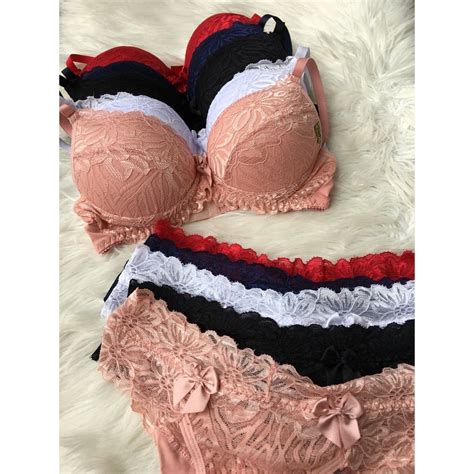 Kit Conjunto De Lingerie Sexy Calcinha Fio Duplo Renda Milena Shopee Brasil
