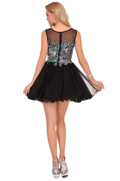 Homecoming Dresses A Line Scoop Shortmini Tulle With Beadsandappliques