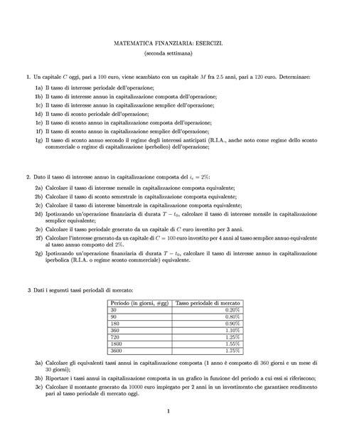 Esercitazioni Matematica Finanziaria S S Tt Studocu