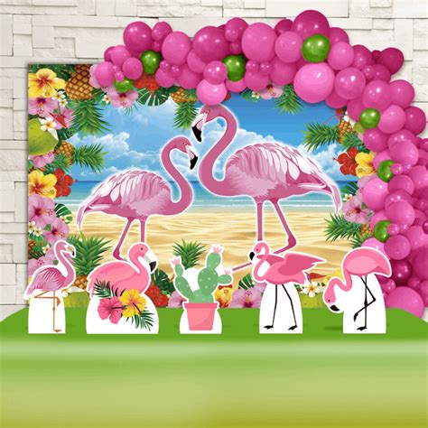 Kit Festa Ouro Painel Display Fita Flamingo Elo