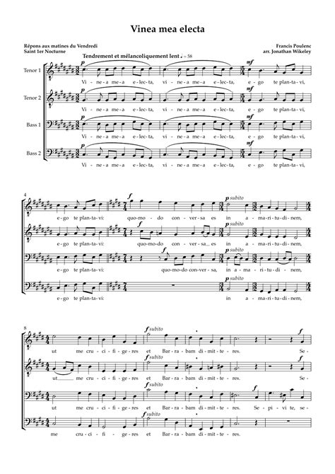 Quatre Motets Pour Un Temps De Penitence Arr Jonathan Wikeley Sheet Music Francis Poulenc