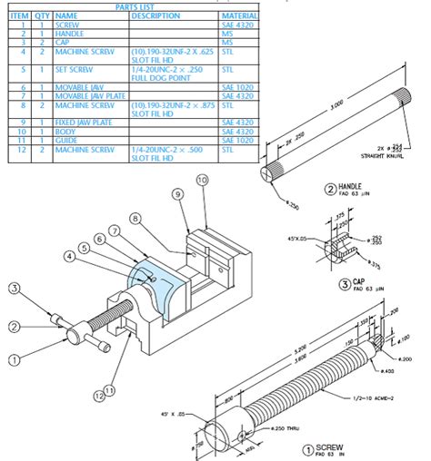 Working Drawing In Assembly Name Machine Vise Specific