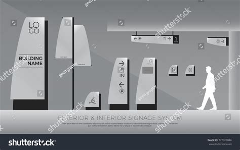 Exterior And Interior Signage Curve Concept Direction Pole Wall Mount