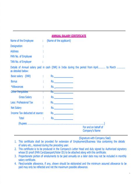 Free Salary Statement Form Samples Pdf Ms Word Google Docs