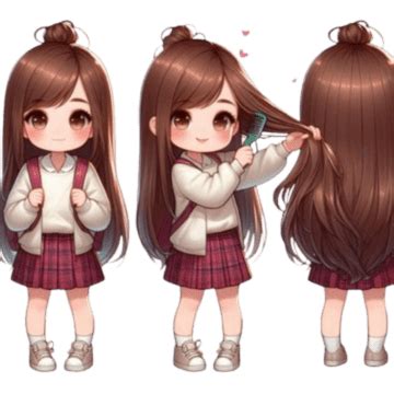 long brown hair anime girl png transparent images