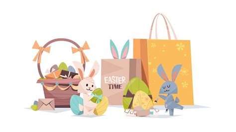 Premium Vector Set Cute Rabbits Happy Easter Bunnies Stickers